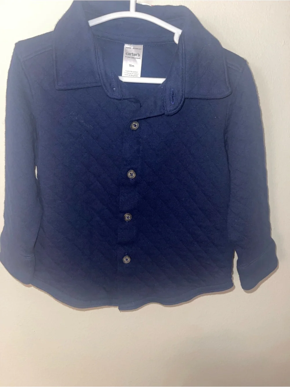 Carter's Quilted Dark Blue Button-Front Kids Jacket
